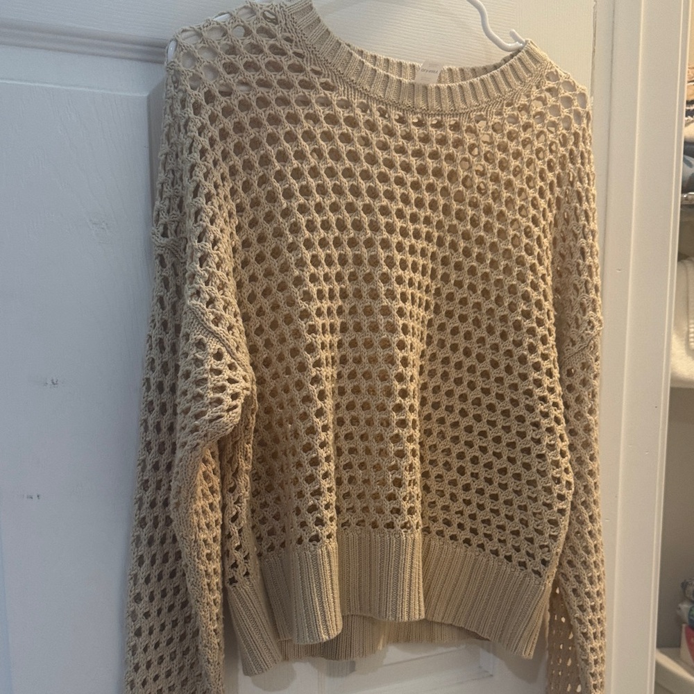 Old Navy Tan Open-Knit Women's Sweater